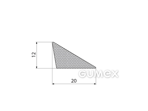 "Dreieck" mikroporöses Gummiprofil, 12x20mm, Dichte 500kg/m3, EPDM, -30°C/+80°C, schwarz, 